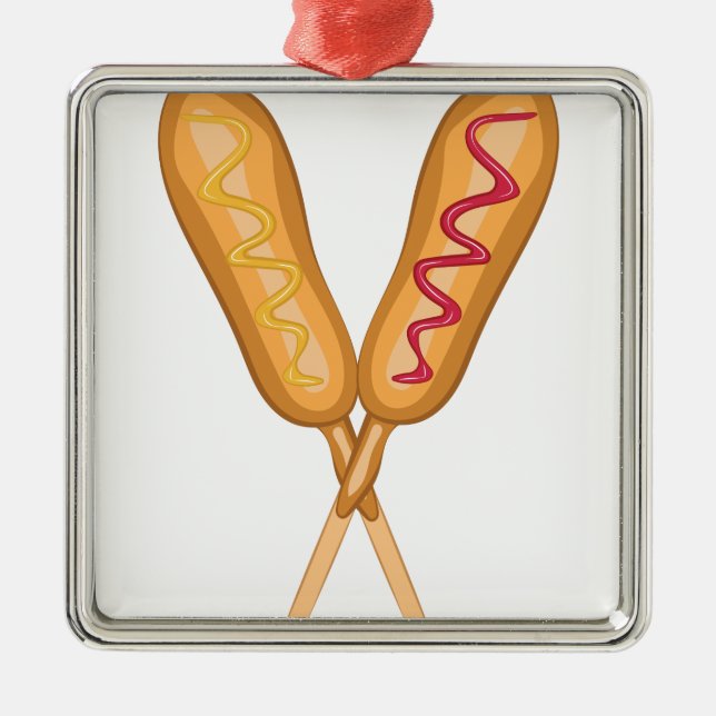 Corn Dogs Metal Tree Decoration (Front)