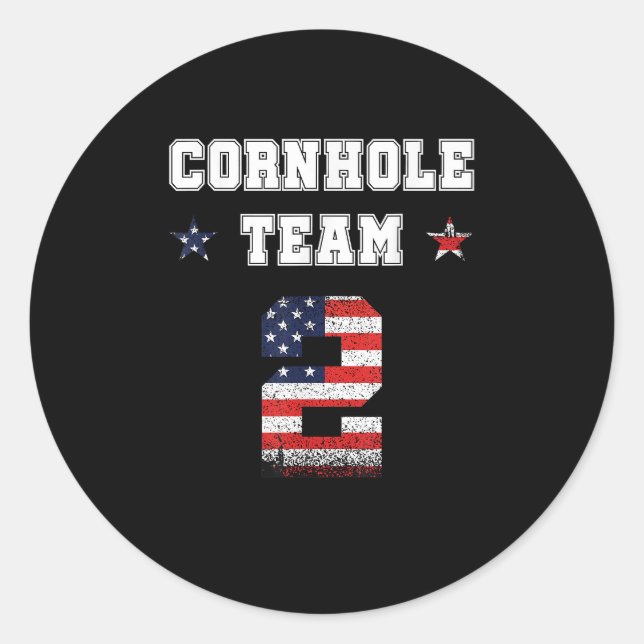 Corn Hole Team Player Cornhole Classic Round Sticker (Front)