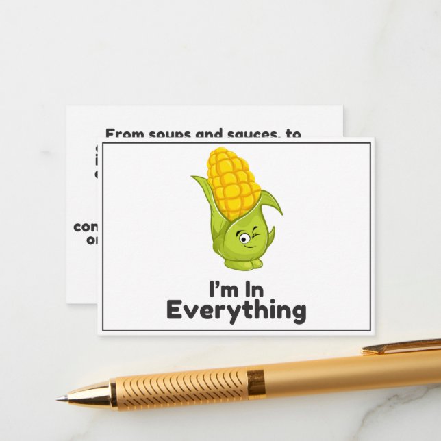Corn Is In Everything Allergy Awareness Cards (Front/Back In Situ)