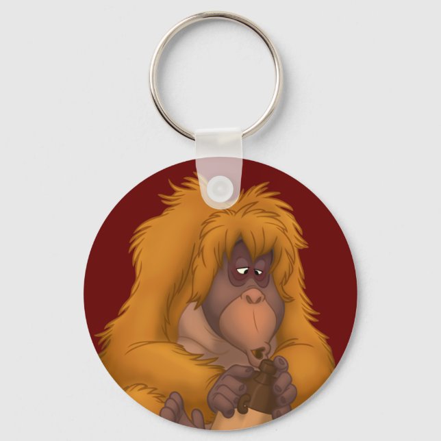 Corn-Jug-Playin' Orangutan Keychain (Front)