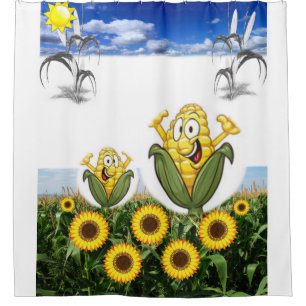 corn kernals green gold shower curtain black