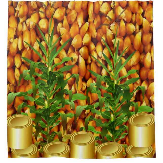 Corn Kernels Gold Shower Curtain (Front)