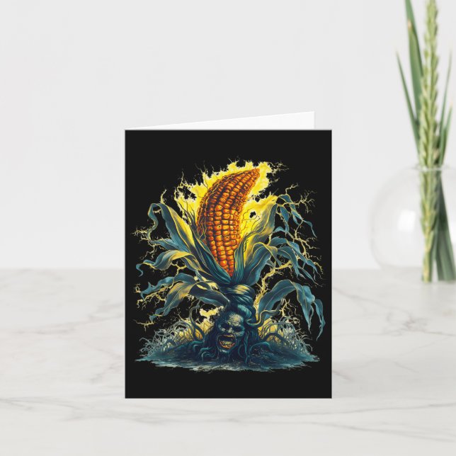 Corn Maize Ghost Ghoul Harvest Halloween Fun Tee  Card (Front)