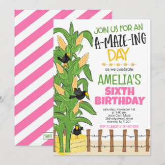 Corn Maze Girl Birthday Invitation