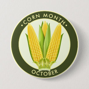 Corn Month October 7.5 Cm Round Badge