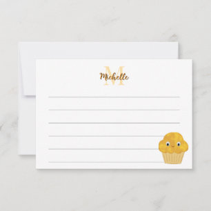  Corn Muffin Cute Drawing Lined Monogram  Card