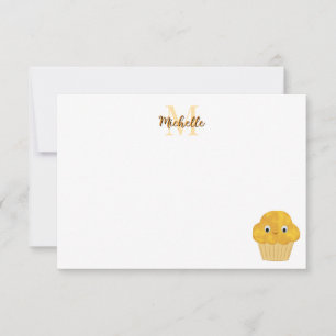 Corn Muffin Cute Drawing Monogram Personalized Card