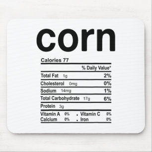 Corn Nutrition Facts Funny Thanksgiving Christmas Mouse Pad