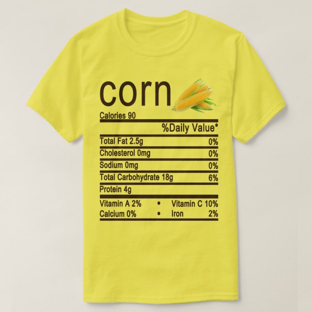 corn Nutrition Facts label T-Shirt (Design Front)