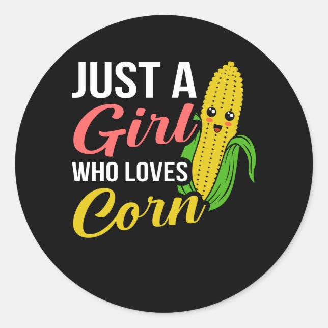 Corn On the Cob Day Girls Funny Corn Meme Pun Classic Round Sticker (Front)