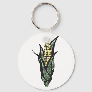 Corn on the Cob Rustic Farmhouse Vegetable Key Ring