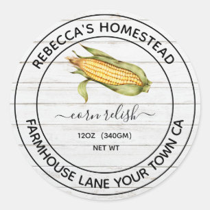 Corn Relish White Wash Wood Canning Jar Labels