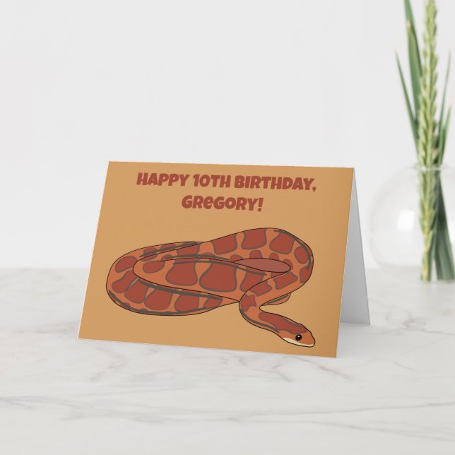 Corn Snake Orange Red Realistic Personalised Card (Front)