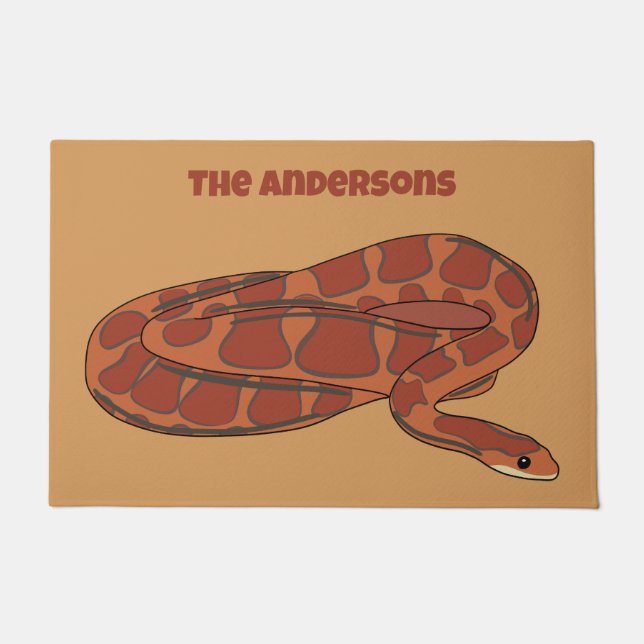 Corn Snake Orange Red Realistic Personalised Doormat (Front)