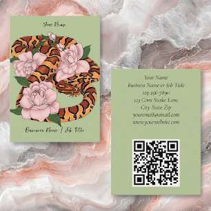 Corn Snake Pink Flowers Green Business Card
