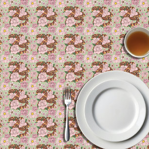 Corn Snake Pink Flowers Green Tablecloth