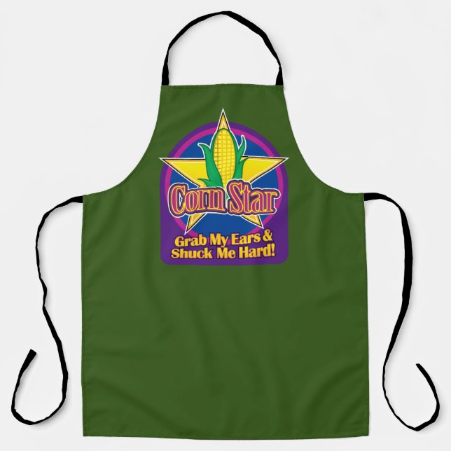 Corn Star Blue Purple BG Green Apron (Front)