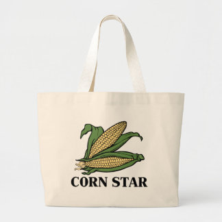 Corn Star Funny Vegetable Pun BBQ Humour Large Tote Bag