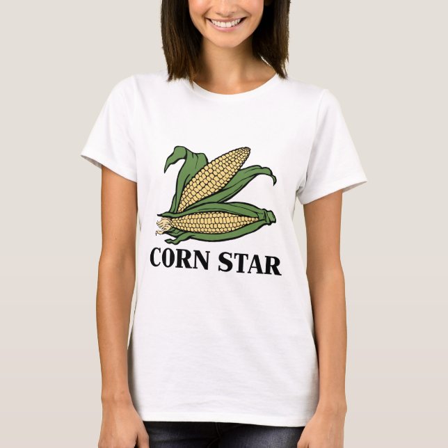 Corn Star Funny Vegetable Pun BBQ Humour T-Shirt (Front)