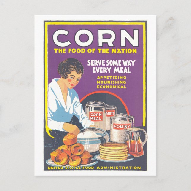 "Corn: The Food of the Nation" WWI Poster Postcard (Front)