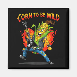 Corn to be wild guitar rocker corn cob pun funny magnet