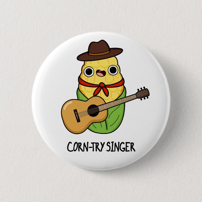 Corn-try Singer Funny Corn Pun  6 Cm Round Badge (Front)