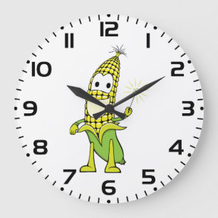Corn Wizard Character with Magic Wand Large Clock