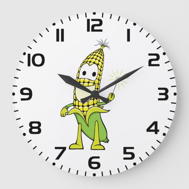 Corn Wizard Character with Magic Wand Large Clock (Front)