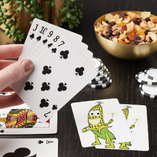 Corn Wizard Character with Magic Wand Playing Cards
