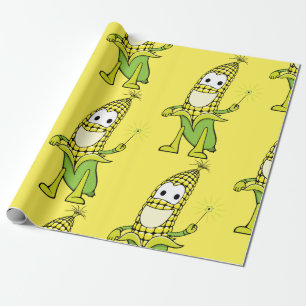 Corn Wizard Character with Magic Wand Wrapping Paper