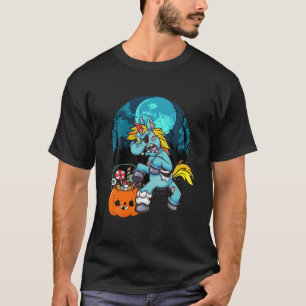 Corn Zombie Unicorn Pumpkin Halloween Witch Hat Mo T-Shirt