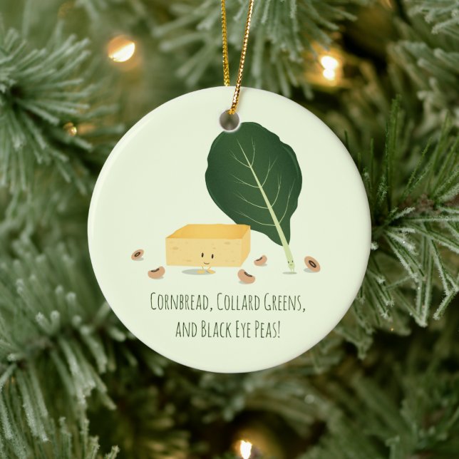 Cornbread Collard Greens Black Eye Peas Food Ceramic Tree Decoration (Tree)