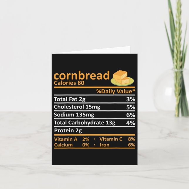 Cornbread Nutrition Food Thanksgiving Costume Chri Card (Front)