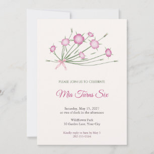 Corncockle Wildflower Kids Birthday Invitation