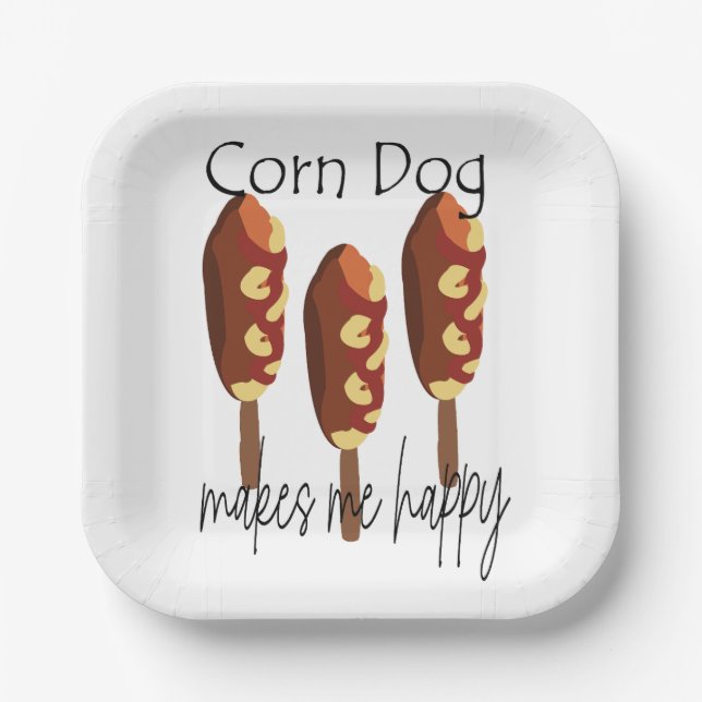 Corndog Makes Me Happy Party Paper Plate (Front)