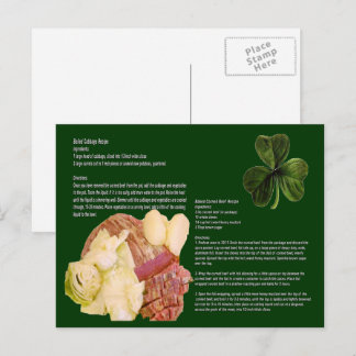 Corned Beef and Cabbage Recipe Postcard