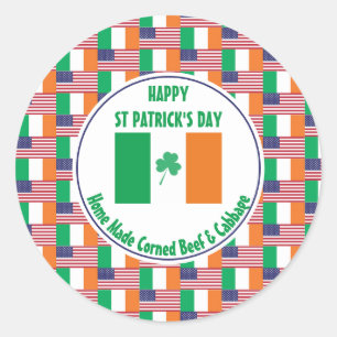 Corned Beef Cabbage ST PATRICK'S DAY Irish USA Classic Round Sticker