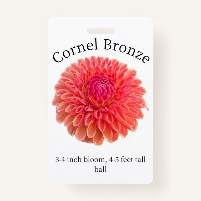 Cornel Bronze Dahlia ID Badge (Front)