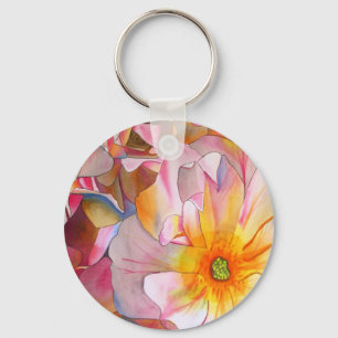 Cornelia pastel pink rose watercolor art key ring