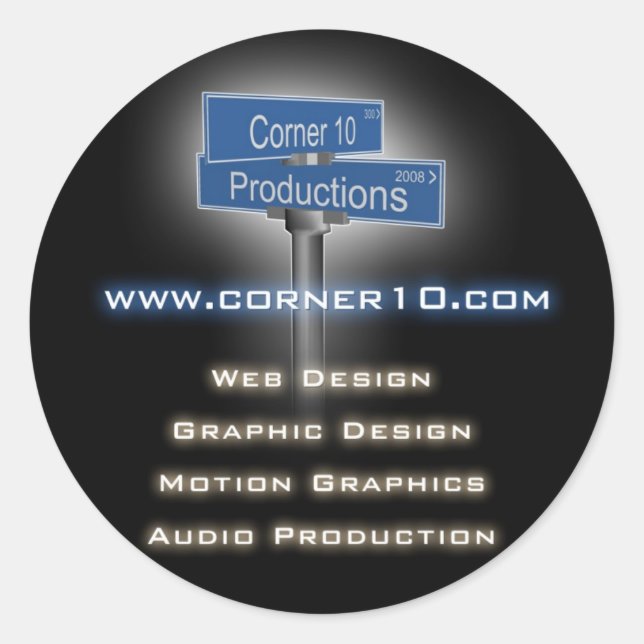 Corner 10 Productions Round Sticker (Front)