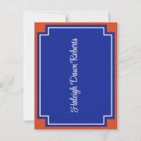 Corner Block Orange & Royal Blue Graduation Invita