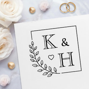 Corner Branch Monogram Initial Wedding Anniversary Self-inking Stamp