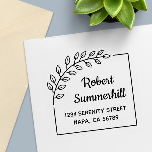 Corner Branch Wreath Return Address Self-inking Stamp