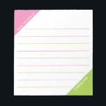 Corner Colorblock Pink Lime Green From the Desk of Notepad<br><div class="desc">This design features pink and lime green triangles in the corners with lines for writing. The collection of coordinating products is available in our shop, zazzle.com/store/doodlelulu. Contact us if you need this design applied to a specific product to create your own unique matching item or gift! Thank you so much...</div>