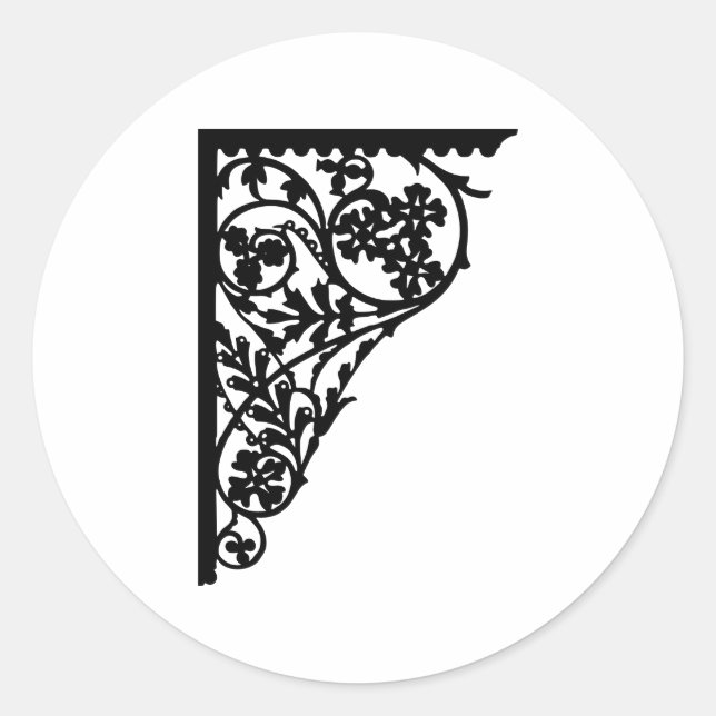 corner design flourish classic round sticker (Front)