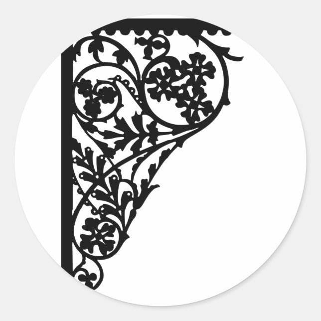 corner design flourish classic round sticker (Front)