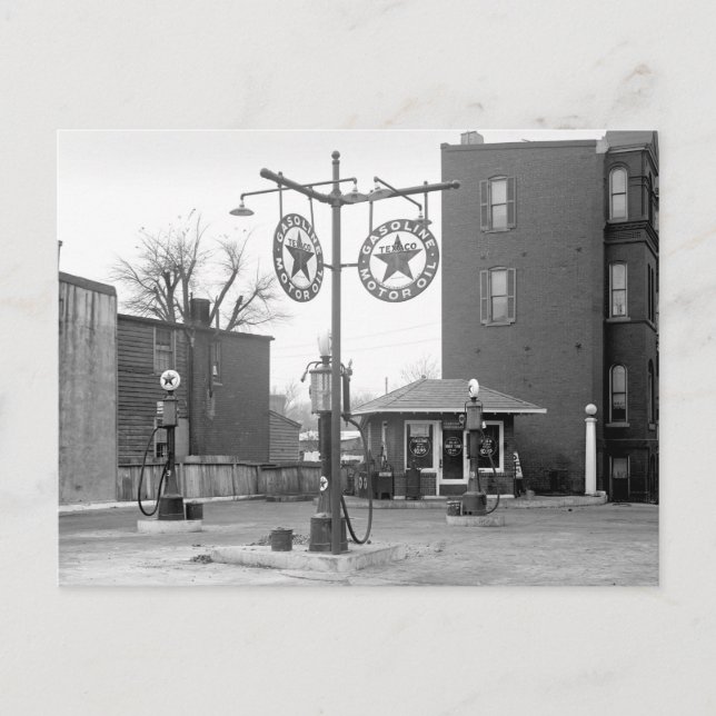 Corner Gas Station, 1925 Postcard (Front)