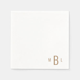 Corner Gold Monogram Simple Modern Font Cocktail  Napkin