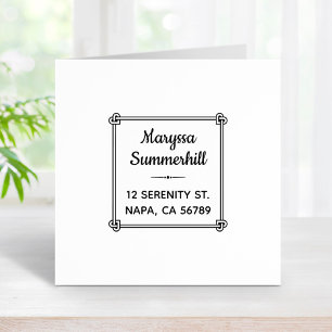 Corner Heart Shaped Knot Frame Address 1x1 Rubber Stamp