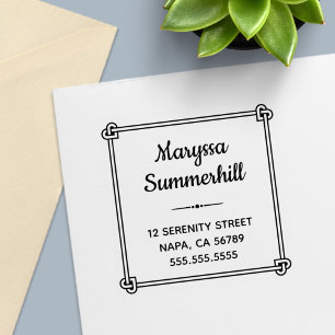 Corner Heart Shaped Knot Frame Address Self-inking Stamp